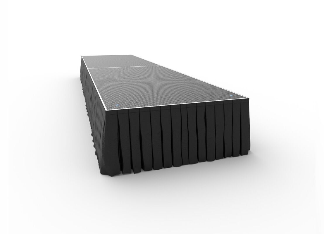 1x4m black stage with skirting. top view