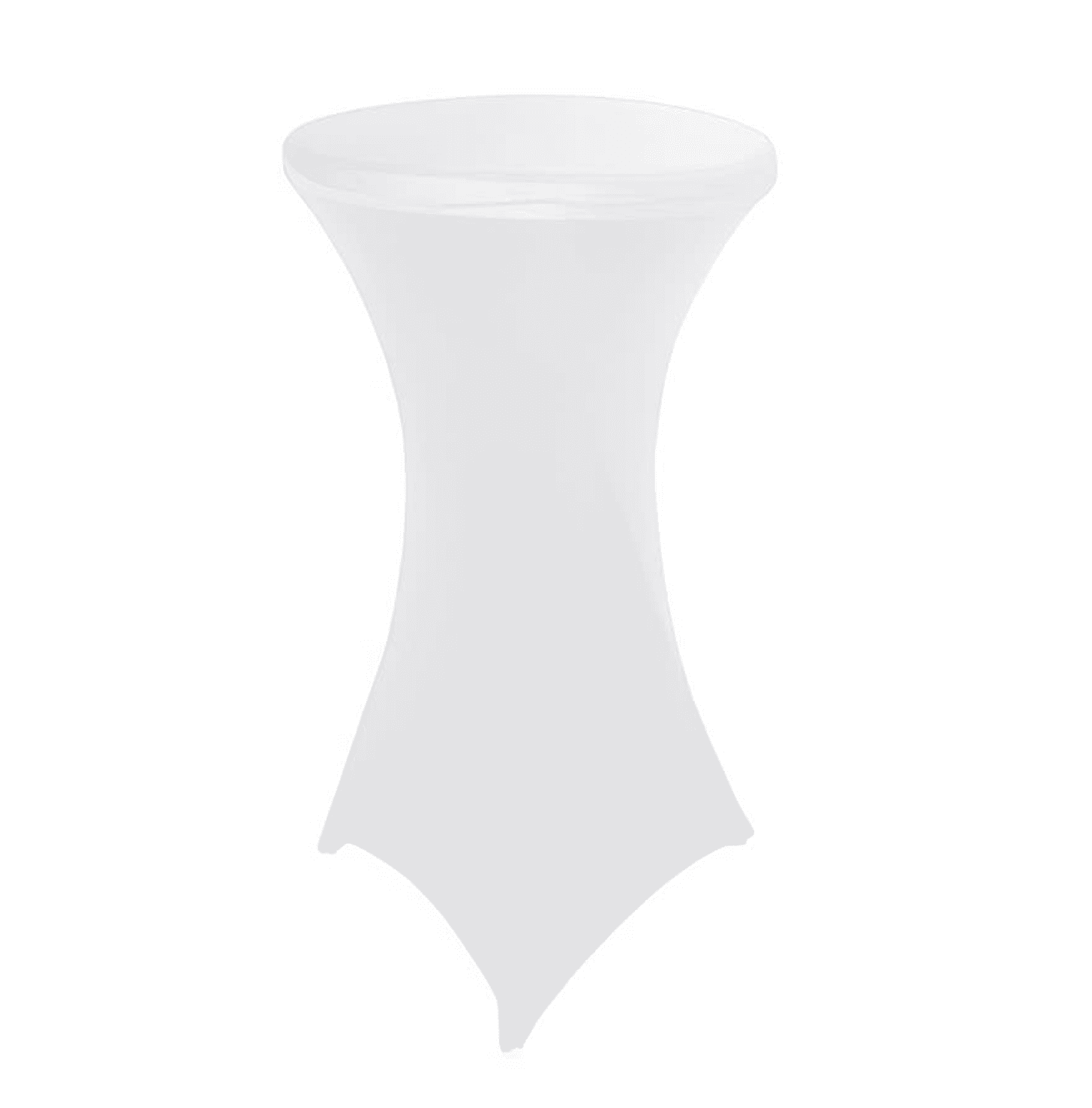 white bar table cover hire - white lycra sock